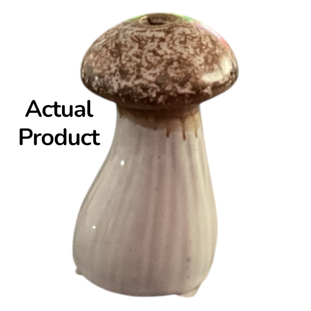 Brand New Handmade Ceramic Mushroom Mini Taper Candle Holder in Cream and Brown